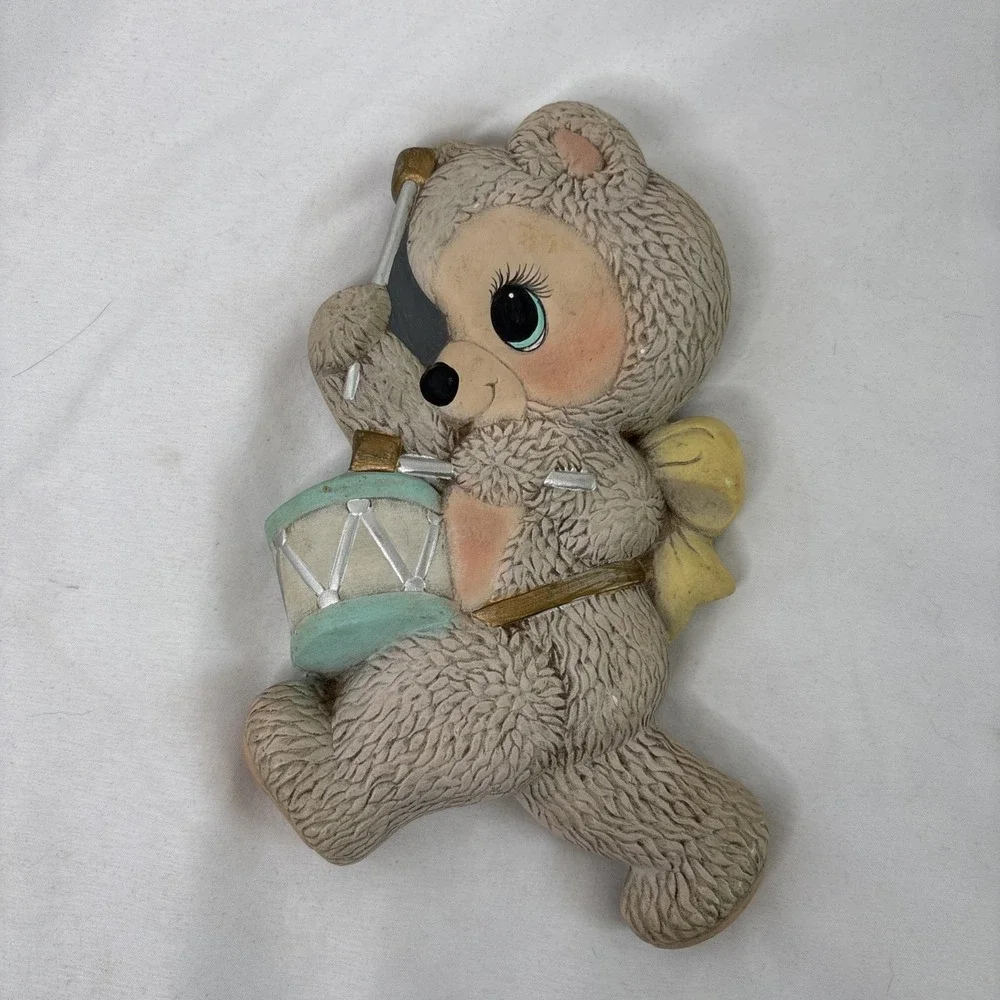 Set Of 3 Vintage 1985 Macky Molds Ceramic Band Bears Wall Hangings Nursery Decor
